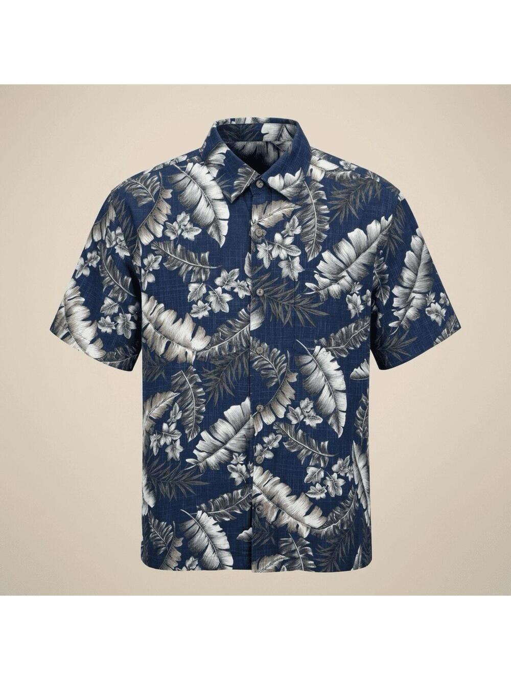 Campia Hawaiian Easy Care Shirt Mens Floral Short Sleeve Button Up Rayon Large